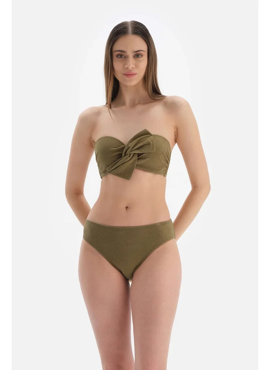 داجي Green Strapless Covered Bikini Top