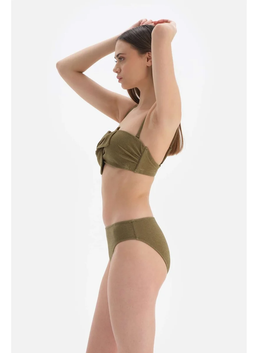 داجي Green Strapless Covered Bikini Top