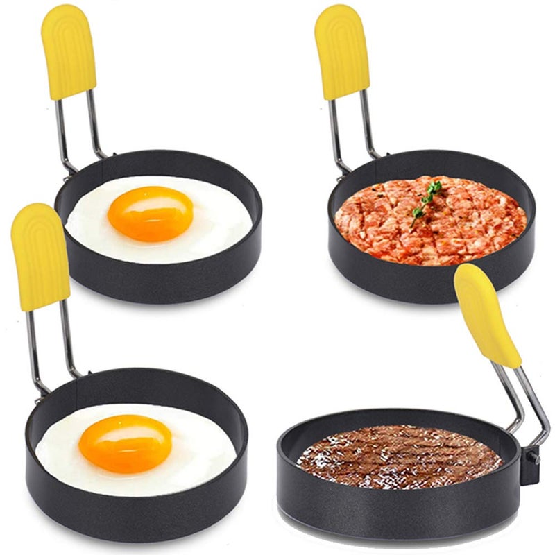 WE-CEF Eggs Rings, 4 Pack Stainless Steel Egg Cooking Rings, Pancake Mold for Frying Eggs and Omelet Egg Ring Set for Frying Shaping Eggs Non Stick Mold Shaper - Image 1