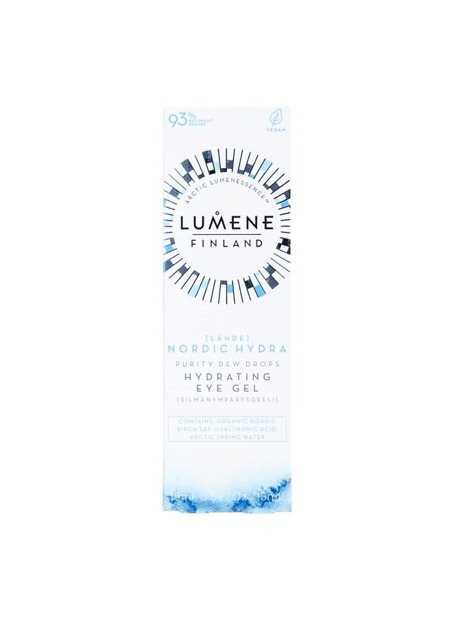 Lumene Purity Dew Drops Hydrating Eye Gel - Dark Circle Eye Cream with Hyaluronic Acid & Under Eye Serum + Puffy Eyes Treatment, 15ml - Image 2