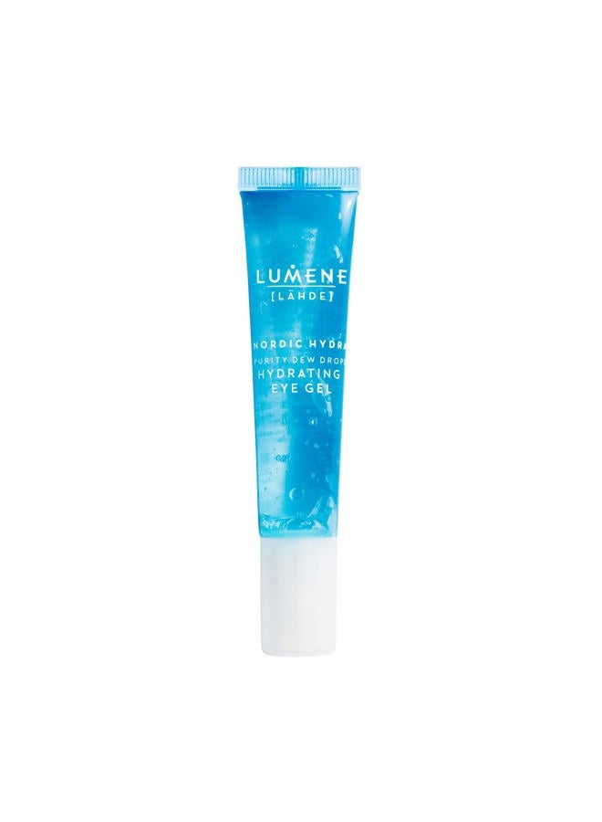 Lumene Purity Dew Drops Hydrating Eye Gel - Dark Circle Eye Cream with Hyaluronic Acid & Under Eye Serum + Puffy Eyes Treatment, 15ml - Image 1