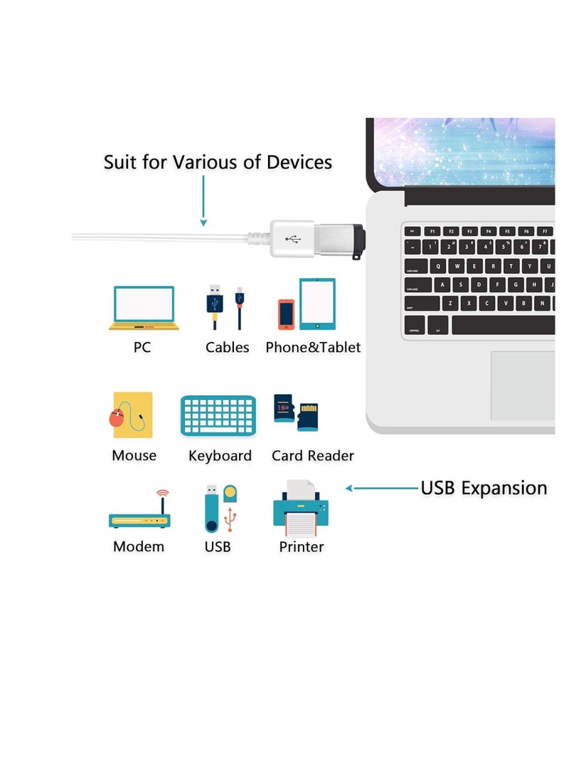 محول USB C إلى USB، محول Type-C إلى USB 3.0 OTG، موصل تحويل USB Type-C Hub للشحن السريع متوافق مع MacBook Pro وGoogle Chromebook والمزيد من الأجهزة، متعدد الألوان  - Image 5
