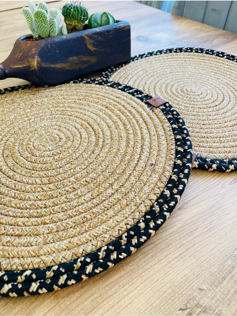 بدز ديري BDZ Leather Jute Wicker American Service Plate 2 Pieces