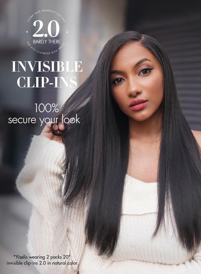 LUVME Invisible Yaki Straight Clip in Hair Extensions Real Human Hair for Women, 18 Inch 110g 6Pcs, Remy Hair Clip Ins, Invisible Clip Ins for Daily Wear & Special Occasions - Image 2