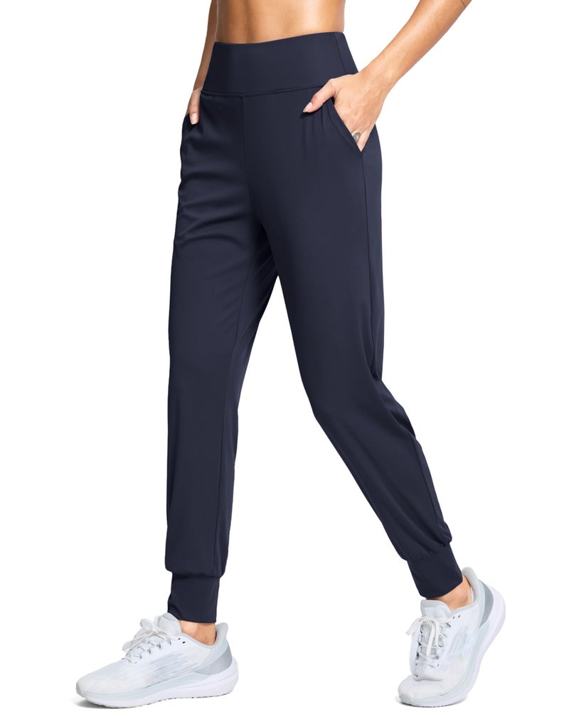 SANTINY Women's Joggers Pants with Pockets Lightweight High Waisted Athletic Gym Workout Pants for Women Yoga Travel (Navy_M) - Image 1