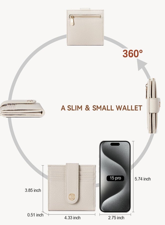 BOSTANTEN Slim Wallet for Women Small RFID Blocking Credit Card Holder Leather Bifold Wallets with Zipper Coin Pocket Beige - Image 4