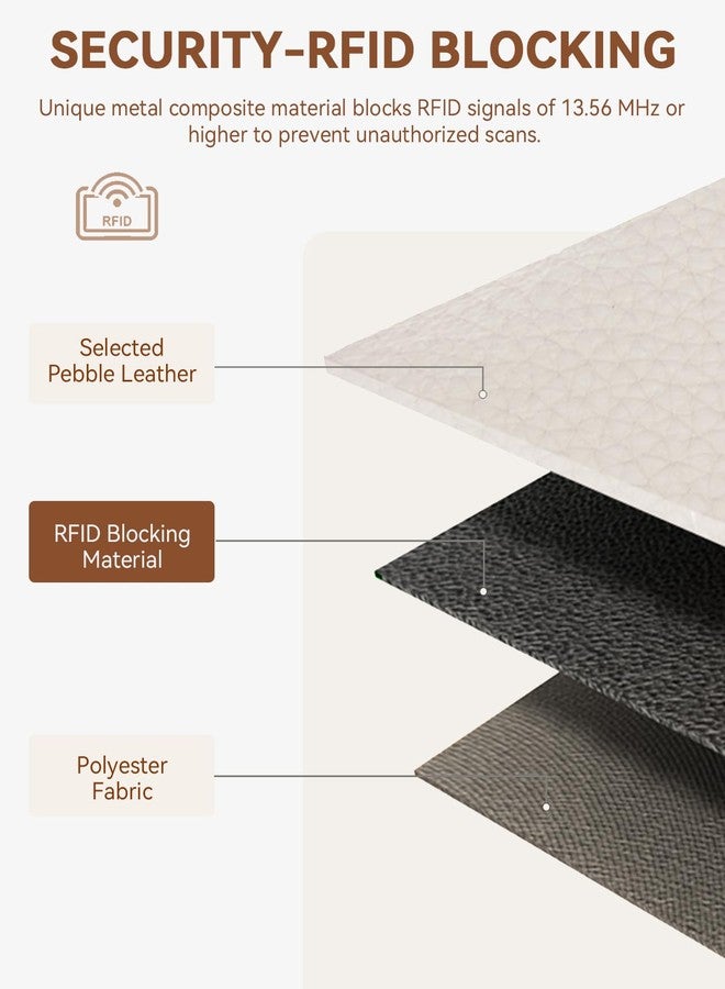 BOSTANTEN Slim Wallet for Women Small RFID Blocking Credit Card Holder Leather Bifold Wallets with Zipper Coin Pocket Beige - Image 5
