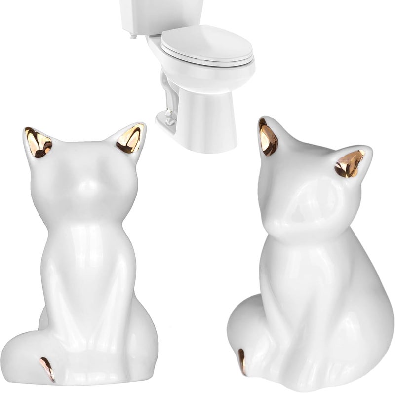 PrtMron 2 Pack Toilet Bolt Caps, Ceramic Toilet Bolt Covers, Toilet Screw Covers Decorative to Prevent Rusting, Hide Unsightly Screws & Enhance Bathroom Aesthetics (White Fox) - Image 1