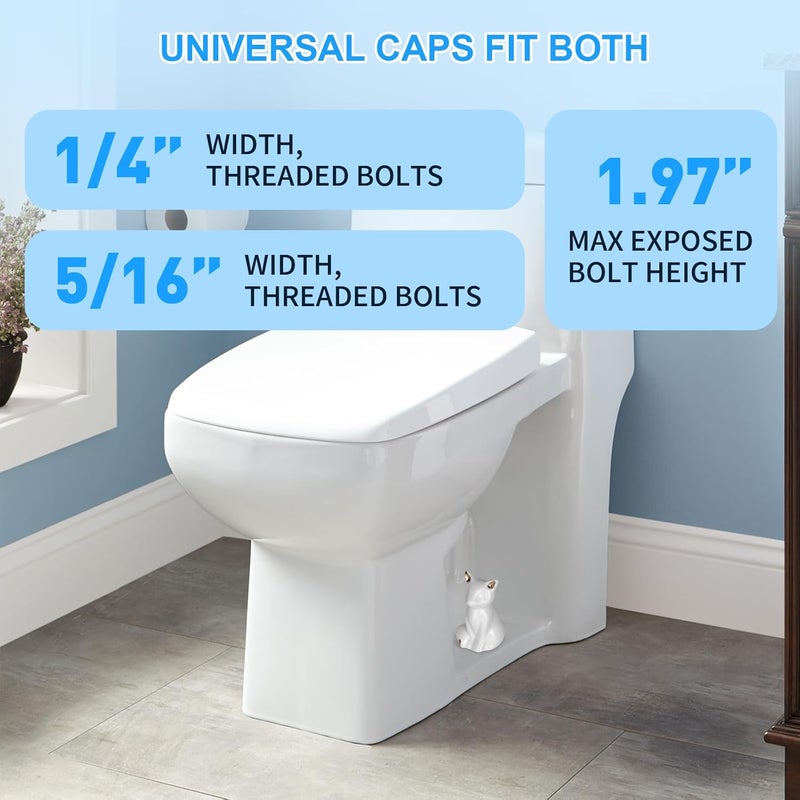 PrtMron 2 Pack Toilet Bolt Caps, Ceramic Toilet Bolt Covers, Toilet Screw Covers Decorative to Prevent Rusting, Hide Unsightly Screws & Enhance Bathroom Aesthetics (White Fox) - Image 2