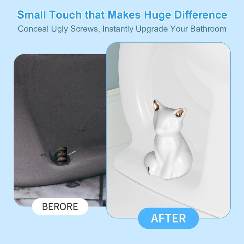 PrtMron 2 Pack Toilet Bolt Caps, Ceramic Toilet Bolt Covers, Toilet Screw Covers Decorative to Prevent Rusting, Hide Unsightly Screws & Enhance Bathroom Aesthetics (White Fox) - Image 5