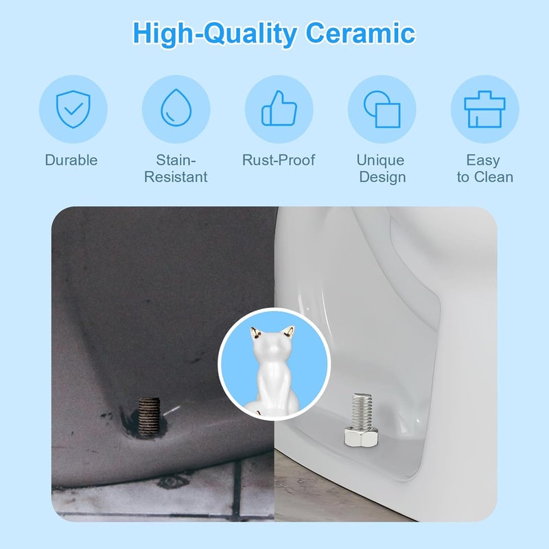 PrtMron 2 Pack Toilet Bolt Caps, Ceramic Toilet Bolt Covers, Toilet Screw Covers Decorative to Prevent Rusting, Hide Unsightly Screws & Enhance Bathroom Aesthetics (White Fox) - Image 4