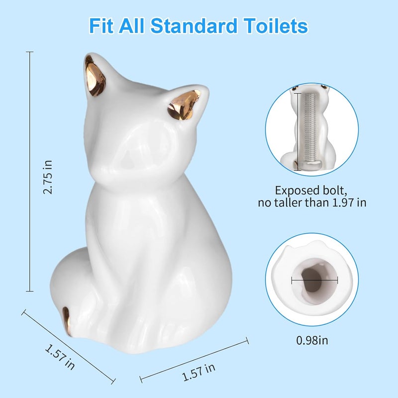 PrtMron 2 Pack Toilet Bolt Caps, Ceramic Toilet Bolt Covers, Toilet Screw Covers Decorative to Prevent Rusting, Hide Unsightly Screws & Enhance Bathroom Aesthetics (White Fox) - Image 3