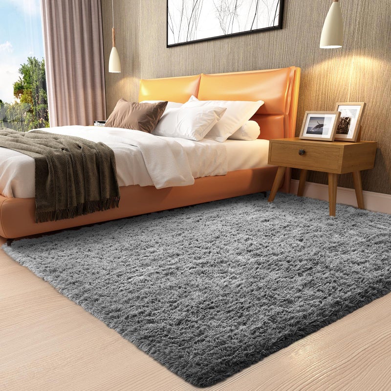 Ophanie Ophanie 3x5 Rug Bedside Preppy Dorm Area Rug College Essentials Non Slip Grey Small Carpets for Bedroom Anti Slip Fluffy Gray Living Room Rugs Home Decor Aesthetic Nursery 