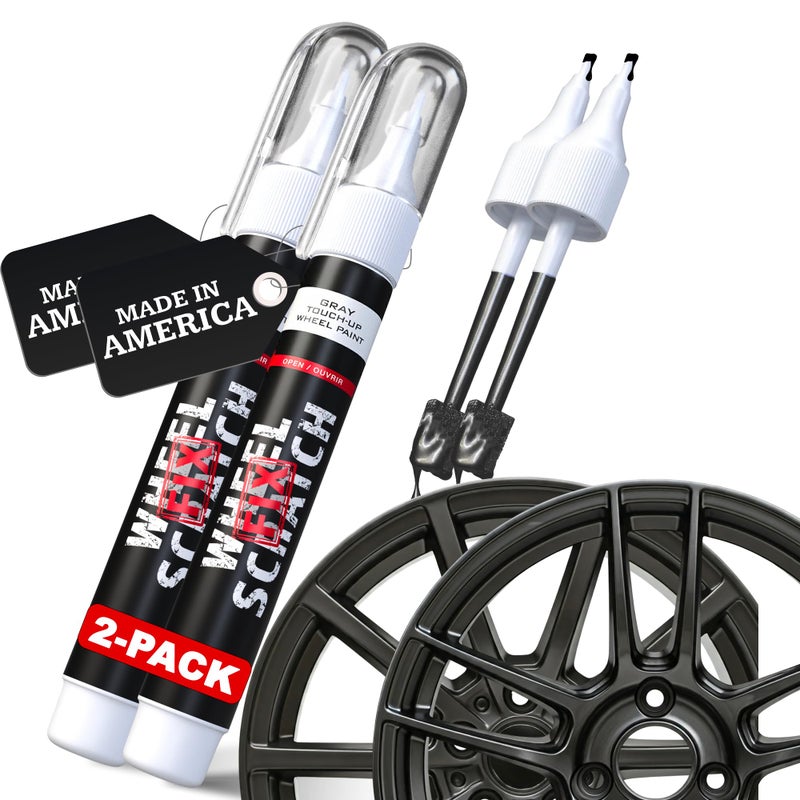 Wheel Scratch Fix Gray Touch Up Paint for Cars DIY Alloy Wheel Paint Repair Curb Rash Remover with FastDrying Pen LongLasting OEM Finish Car Rim Paint for Scuffs and Chips at Home 2Pack GRAY PACK ANTHRACITE SATIN DARK GREY - Image 2