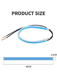 HY 2 PCs LED Car Under Hood Light Strip, Car Sequential Turn Signal Light, 17.7 Inch  Turning Light Guide Decorative Waterproof Daytime Car LED ultra-thin day running light scanning two-color  - Image 3