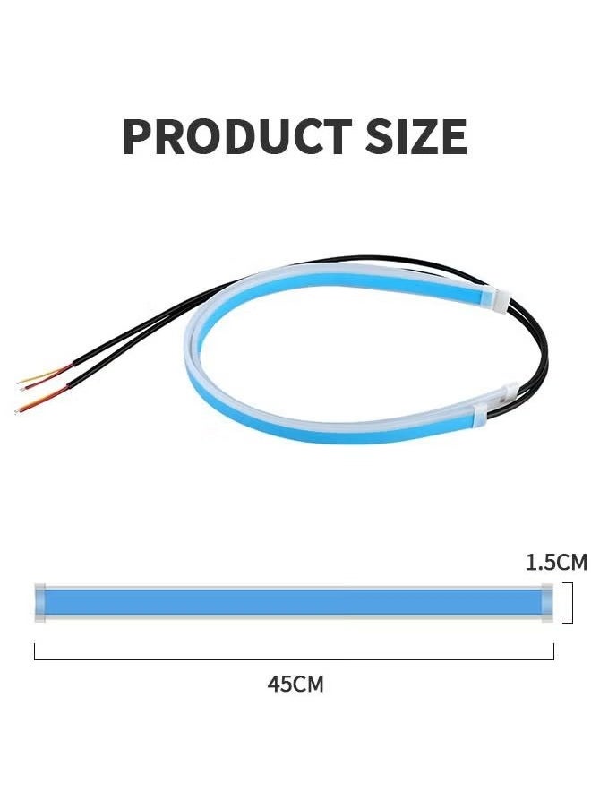 HY 2 PCs LED Car Under Hood Light Strip, Car Sequential Turn Signal Light, 17.7 Inch  Turning Light Guide Decorative Waterproof Daytime Car LED ultra-thin day running light scanning two-color  - Image 3