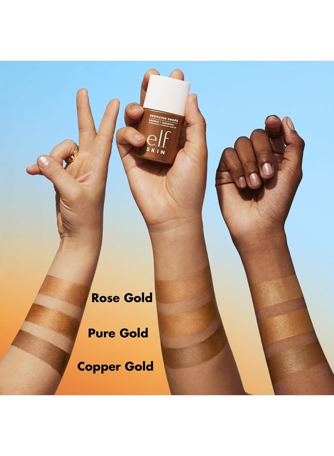 elf قطرات البرونزر من SKIN، برونزر سائل للوجه والبشرة، ذهبي وردي - Image 4