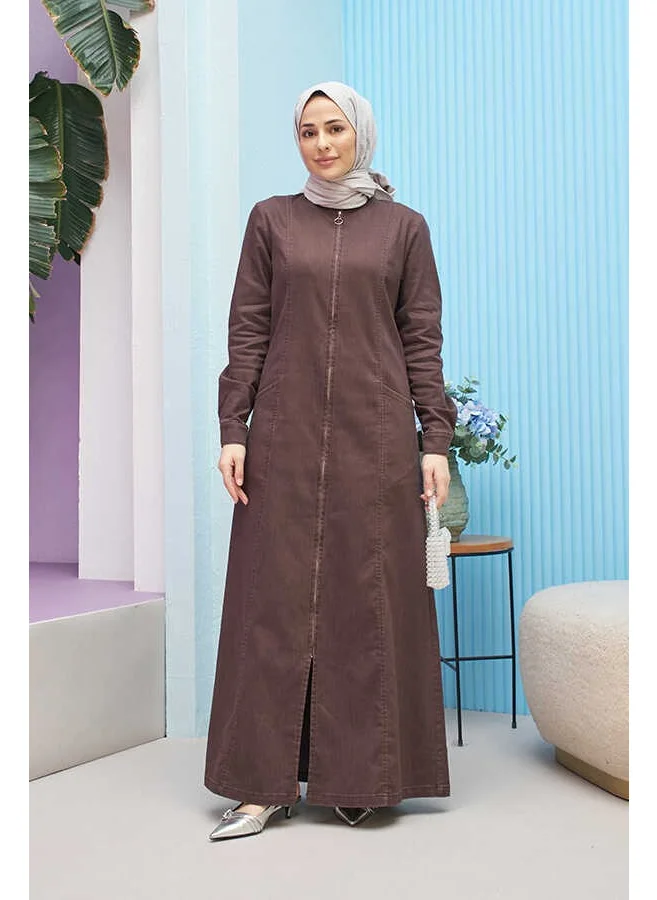 Neways 6463-BATTAL Denim Abaya Brown