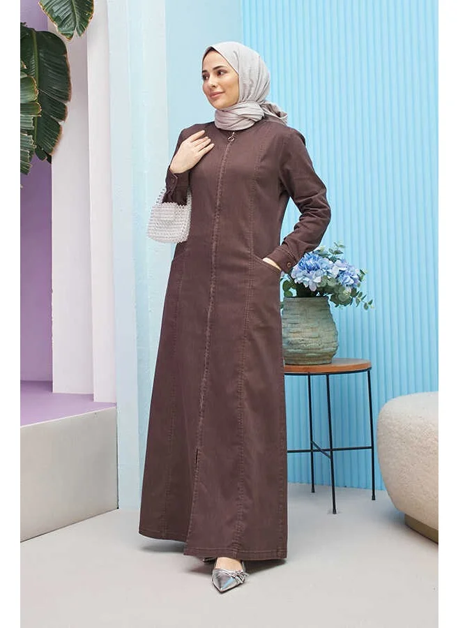 Neways 6463-BATTAL Denim Abaya Brown