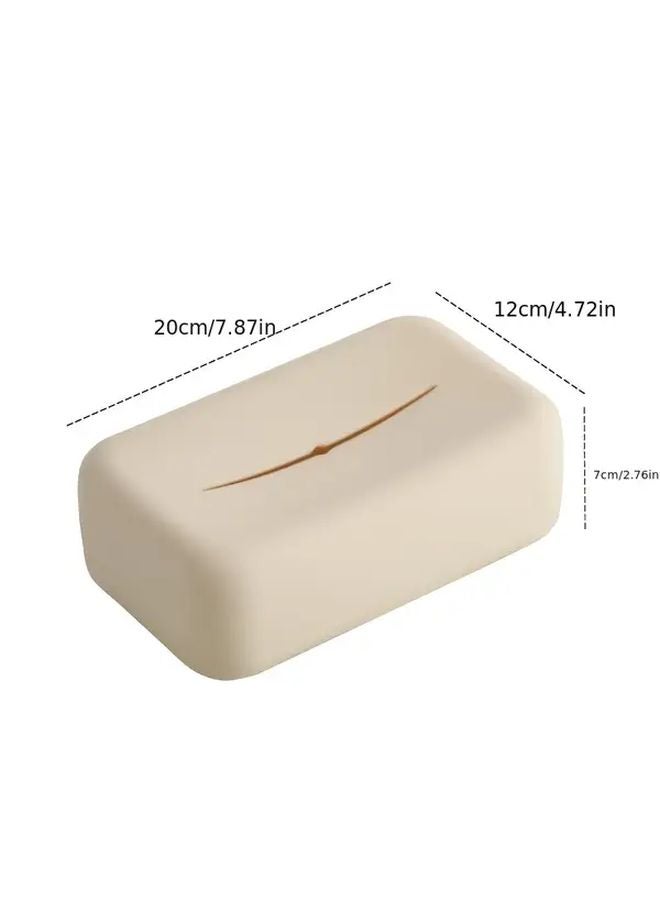 White Modern Rectangular Plastic Tissue Box Holder Soft Silicone For Home And Office Desk - Image 4