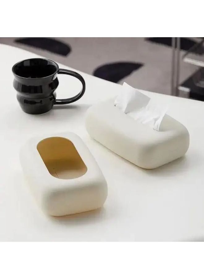 White Modern Rectangular Plastic Tissue Box Holder Soft Silicone For Home And Office Desk - Image 5