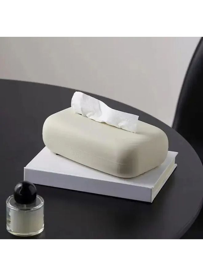 White Modern Rectangular Plastic Tissue Box Holder Soft Silicone For Home And Office Desk - Image 3