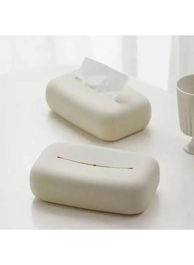 White Modern Rectangular Plastic Tissue Box Holder Soft Silicone For Home And Office Desk - Image 2