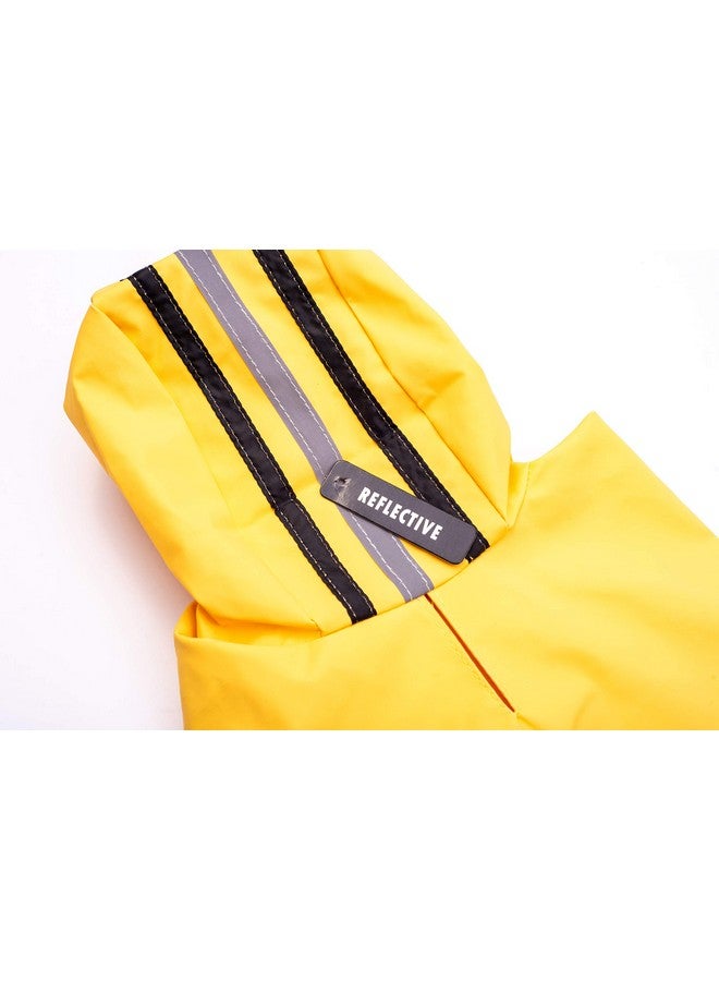 Ethical Pet SPOT Rainy Days Slicker - Yellow Dog Rain Jacket With Hood, Reflective Strip for Safety, Leash Hole & Adjustable Velcro Belly Strap, 100% Polyester Water Resistant Pet Raincoat - X-Small, 8in Long - Image 5