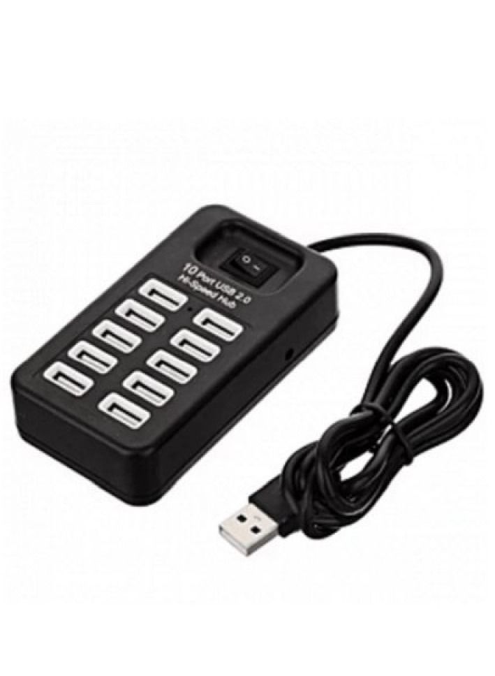 10-Port 2.0 USB Hub Black - Image 3