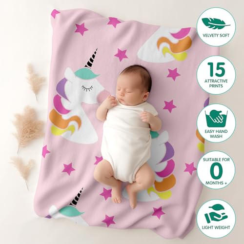 1ST STEP New Born Baby Blanket All Season Printed Single Super Soft Wrapper Sheet for AC Room for Baby Boys, Baby Girls, Babies (Unicorn, 100 X 140 cms) - Image 3