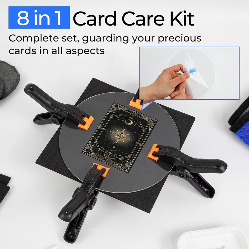 FETUSI Card Care Clean Kit,8-in-1 Card Cleaning and Card Flattening Kit, Trading Card Cleaning Kit with Fixing Jig and EVA Shaping Foam, Suitable for PSA Rated Card Care - Image 3