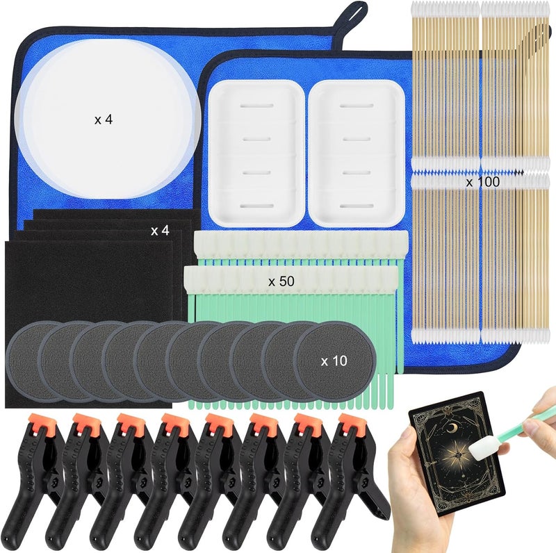 FETUSI Card Care Clean Kit,8-in-1 Card Cleaning and Card Flattening Kit, Trading Card Cleaning Kit with Fixing Jig and EVA Shaping Foam, Suitable for PSA Rated Card Care - Image 1
