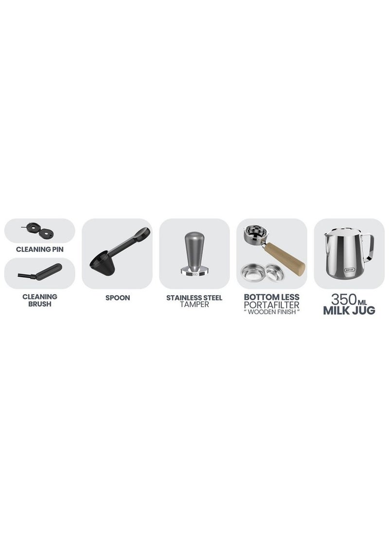 Briva - Briva Barista Espresso and Coffee Machine , 3050 Watt , 15 Bar , Double Boiler , Grey , 87823 - Image 1