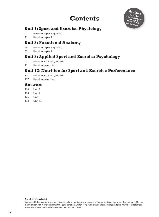 Pearson REVISE BTEC National Sport and Exercise Science Revision Workbook - 2023 and 2024 exams and assessments - Image 3