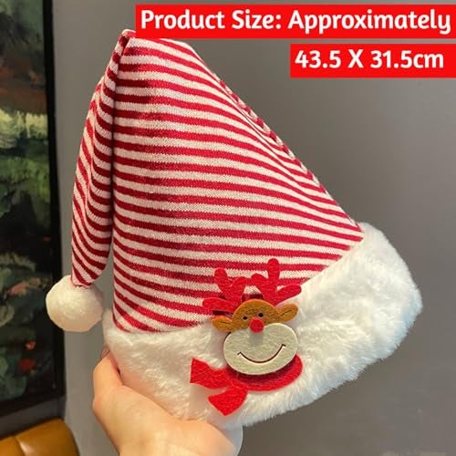 TLISMI Christmas Hat for Adults & Kids | Red White Striped Santa Hat with Cute Reindeer Design | Soft Plush Faux Fur Trim | Knitted Xmas Party Cap for Holiday & New Year Celebrations, Christmas Eve - Image 3