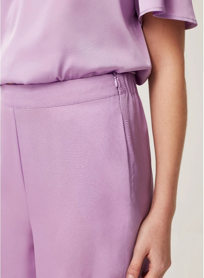 او في اس Ovs Satin Palazzo Pants