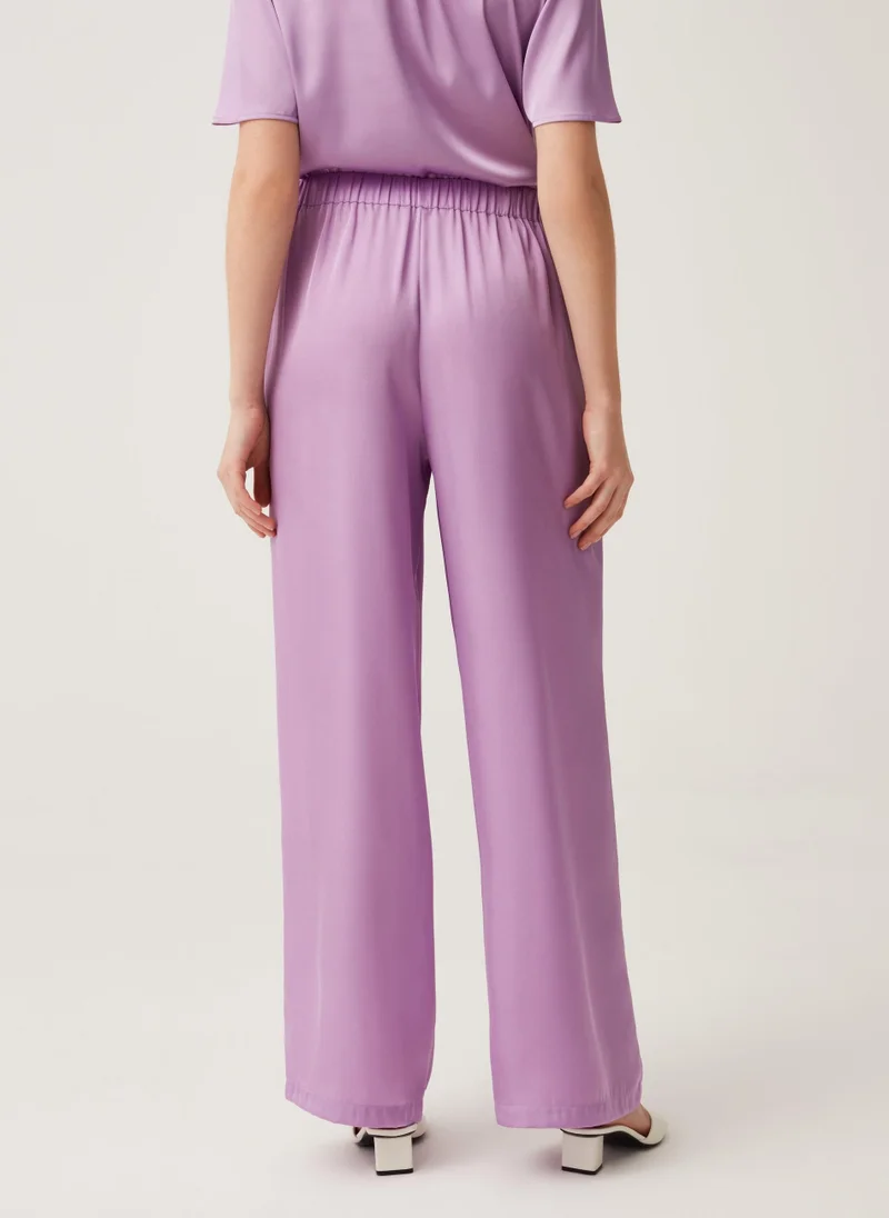 او في اس Ovs Satin Palazzo Pants