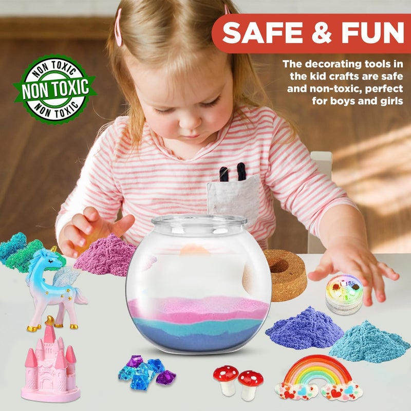 SHAHNARO Unicorn Terrarium Kit for Girls, Arts and Crafts Supplies, Gift for Kids Aged 4-8 Years, Birthday Present - Image 5