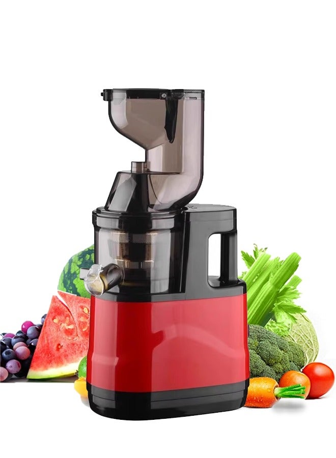 Joshberg Slow Masticating Juicer,Cold Press Juicer with 80MM Wide Feed Chute,Slow Juicer with Pulp Seperation,for Whole Vegetables & Fruits,High Juice Yield,Non-BPA，Easy to Clean,LT-02 Red - Image 1