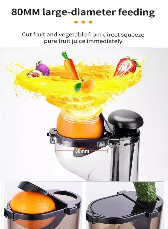 Joshberg Slow Masticating Juicer,Cold Press Juicer with 80MM Wide Feed Chute,Slow Juicer with Pulp Seperation,for Whole Vegetables & Fruits,High Juice Yield,Non-BPA，Easy to Clean,LT-02 Red - Image 5