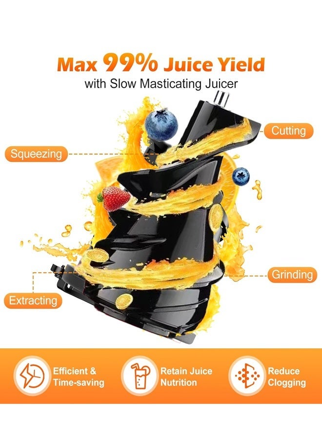 جوشبيرغ عصارة بطيئة المضغ ، عصارات الصحافة الباردة مع 80 ملليمتر اضافية كبيرة تغذية شلال وهادئة المحرك ، عصارات آلات الخضار والفواكه مع وظيفة عكسية ، التلقائي فصل اللب ، عالية العائد عصير ، ببا خالية ، سهلة التنظيف ، لوت-02 (الأحمر) - Image 3