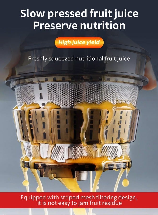 جوشبيرغ عصارة بطيئة المضغ ، عصارات الصحافة الباردة مع 80 ملليمتر اضافية كبيرة تغذية شلال وهادئة المحرك ، عصارات آلات الخضار والفواكه مع وظيفة عكسية ، التلقائي فصل اللب ، عالية العائد عصير ، ببا خالية ، سهلة التنظيف ، لوت-02 (الأحمر) - Image 5