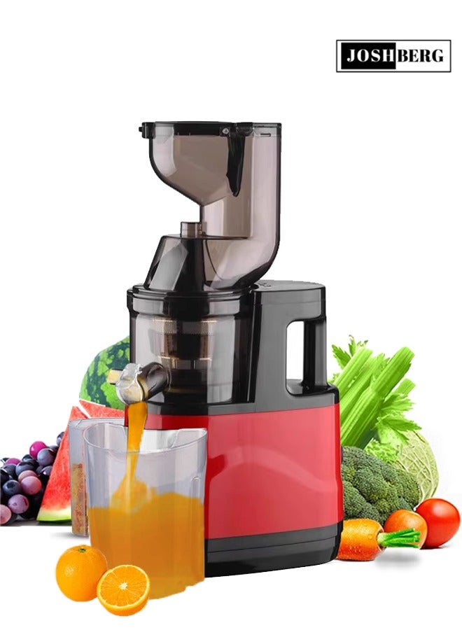 جوشبيرغ عصارة بطيئة المضغ ، عصارات الصحافة الباردة مع 80 ملليمتر اضافية كبيرة تغذية شلال وهادئة المحرك ، عصارات آلات الخضار والفواكه مع وظيفة عكسية ، التلقائي فصل اللب ، عالية العائد عصير ، ببا خالية ، سهلة التنظيف ، لوت-02 (الأحمر) - Image 1