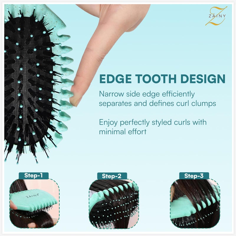 ZAINY Curl Defining Brush 2PC Set, Wide Tooth Comb for Curls, Curly Hair Brush for Women, Wet Detangler Wavy Hairbrush & Shower Detangling Curl Comb & Define Curl Brush for Kids, Girls, Toddlers & Men - Image 5