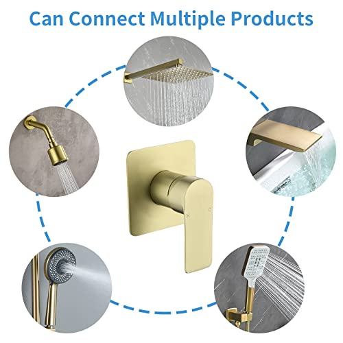 DIFEINI Shower Valves Wall Mount Shower Faucet Rough-In Valve Bathroom Trim Kit Single Handle Tub Shower Valve Mixer Brushed Gold - Image 2