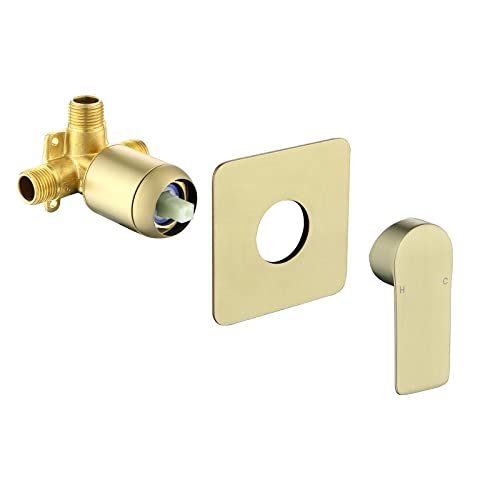 DIFEINI Shower Valves Wall Mount Shower Faucet Rough-In Valve Bathroom Trim Kit Single Handle Tub Shower Valve Mixer Brushed Gold - Image 1