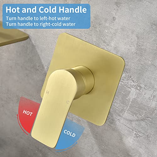 DIFEINI Shower Valves Wall Mount Shower Faucet Rough-In Valve Bathroom Trim Kit Single Handle Tub Shower Valve Mixer Brushed Gold - Image 4