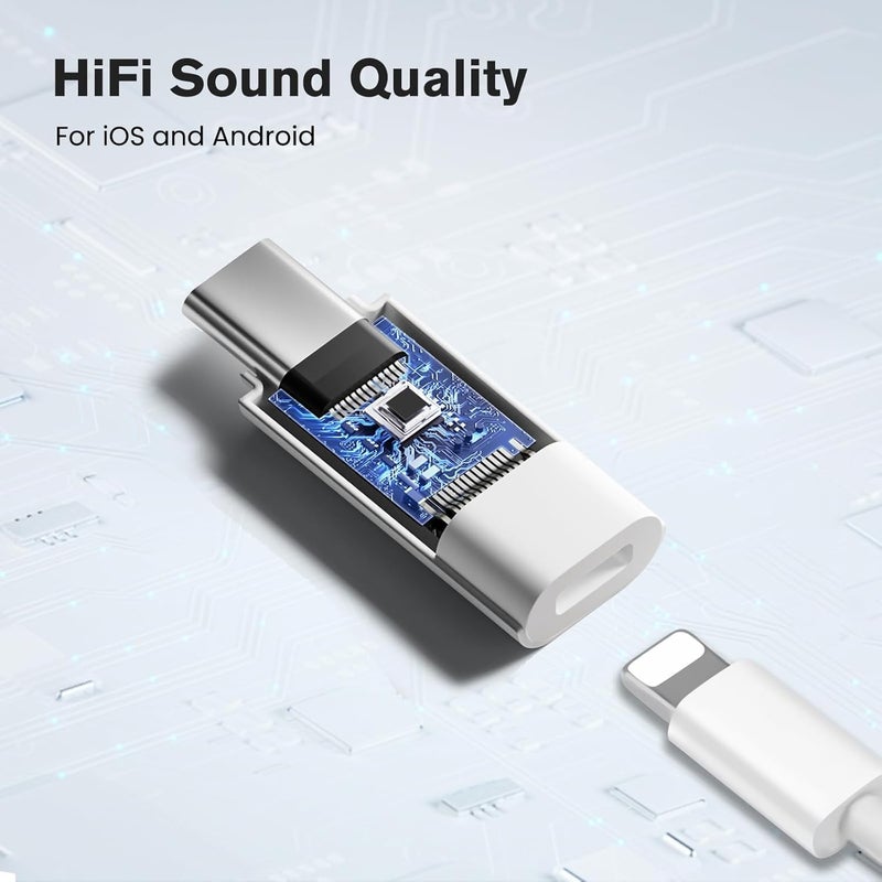 Tobo محول صوت Lightning أنثوي إلى USB C ذكري لهواتف 15 16 برو ماكس بلس آيباد إير م-بوك هواتف جالكسي أ-درويد، موصل يدعم الصوت والميكروفون، غير مخصص للشحن ونقل البيانات (TD-1518CC) - Image 4