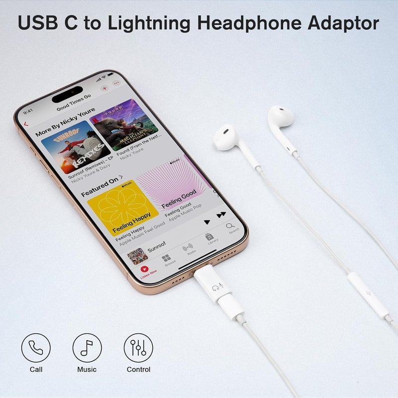 Tobo محول صوت Lightning أنثوي إلى USB C ذكري لهواتف 15 16 برو ماكس بلس آيباد إير م-بوك هواتف جالكسي أ-درويد، موصل يدعم الصوت والميكروفون، غير مخصص للشحن ونقل البيانات (TD-1518CC) - Image 3
