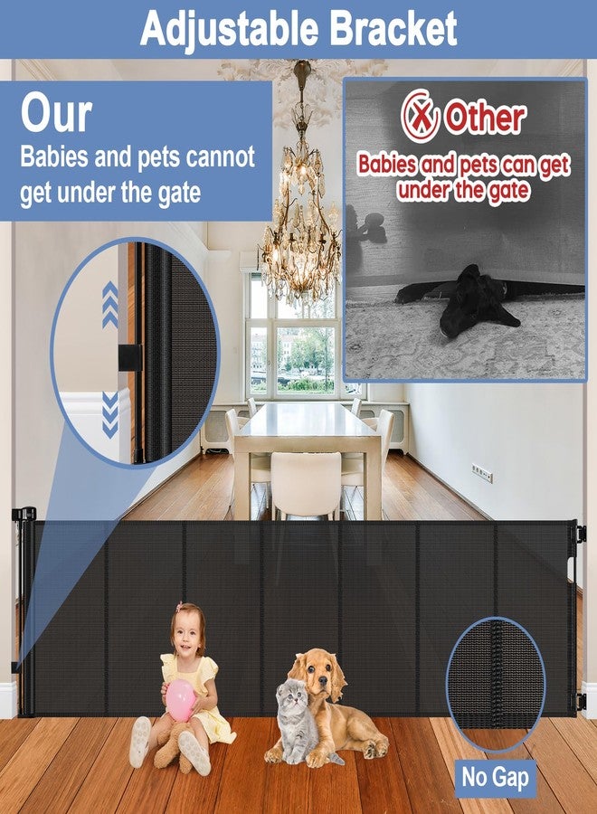Sair pet Reinforced 120 Inch Extra Long Retractable Dog Gates for Doorways Extra Wide Pet Gate Indoor 10 Ft Retractable Baby Gates for Dogs 33 Inch Tall Mesh Baby Gate Long with Reinforced Strips, Black - Image 4